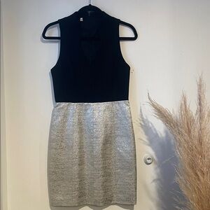 4.Collective Chic Black and Silver Tweed Mini Dress Sz 4 B122